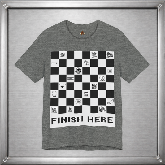 Finish Here Racing Shirt – Directional Humor Graphic Tee