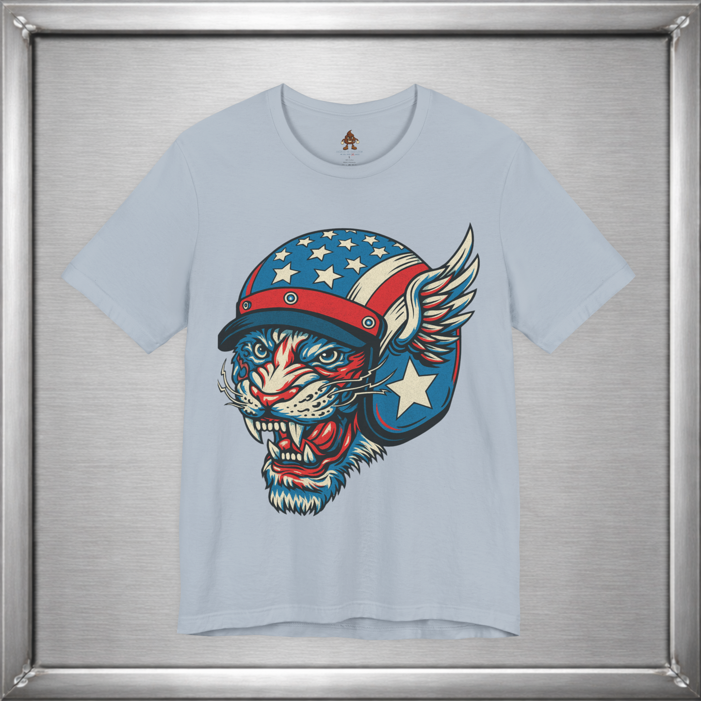 American Cat Helmet Tee  -  Patriotic USA Winged Graphic Unisex T-Shirt for Men & Women