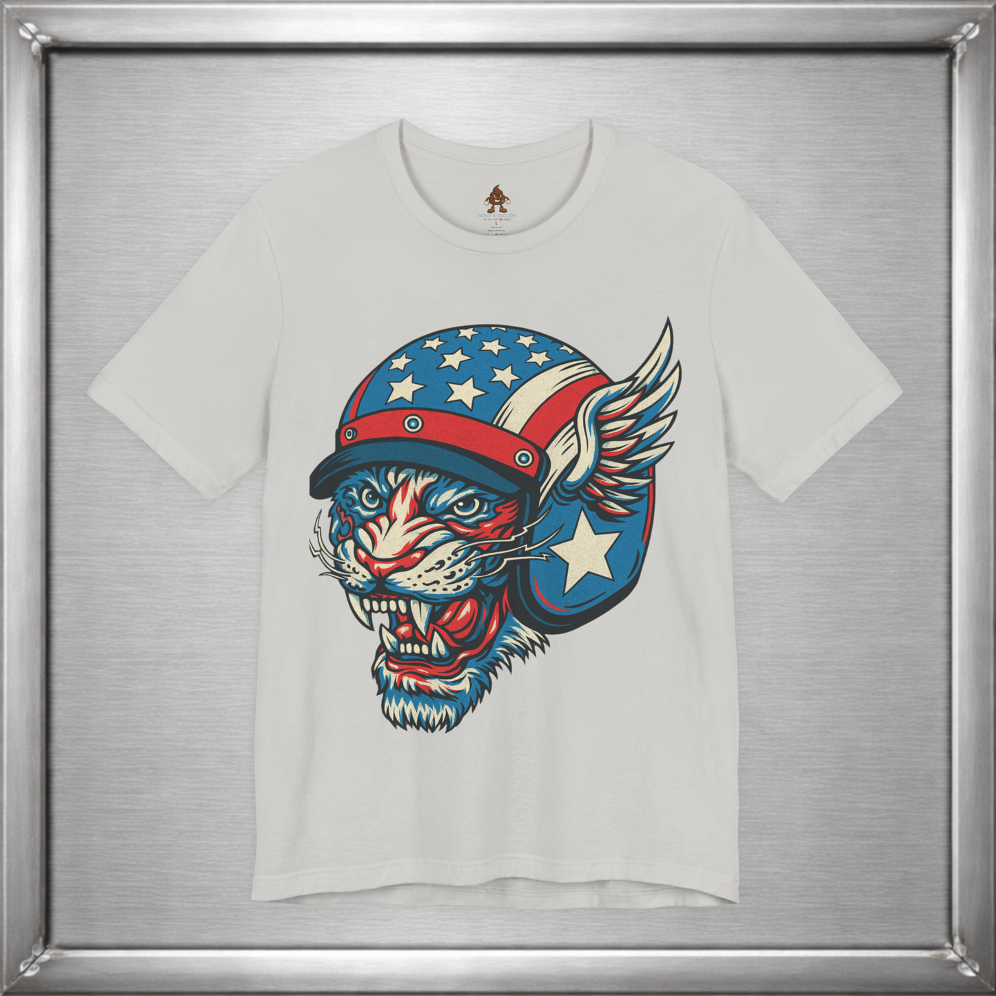 American Cat Helmet Tee  -  Patriotic USA Winged Graphic Unisex T-Shirt for Men & Women