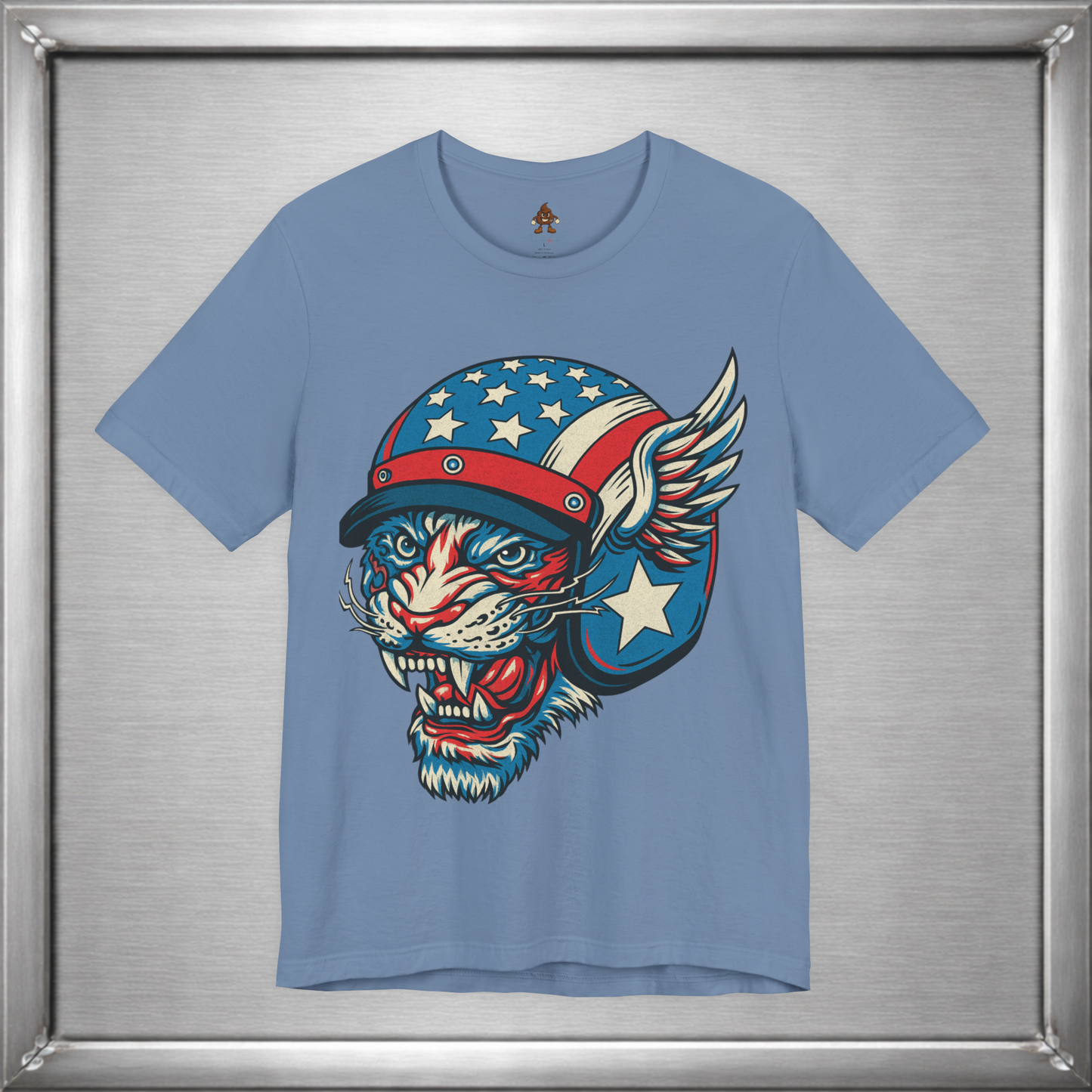 American Cat Helmet Tee  -  Patriotic USA Winged Graphic Unisex T-Shirt for Men & Women