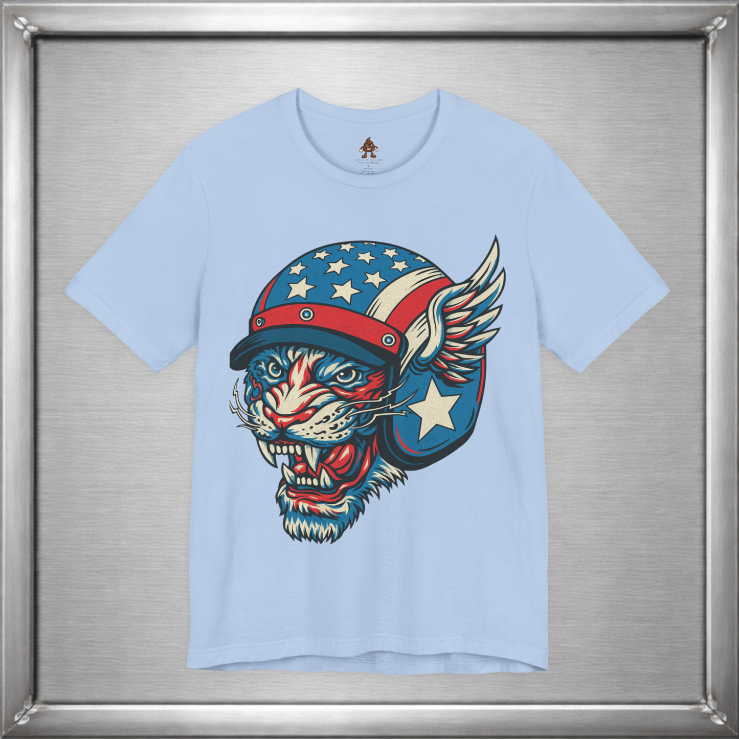 American Cat Helmet Tee  -  Patriotic USA Winged Graphic Unisex T-Shirt for Men & Women