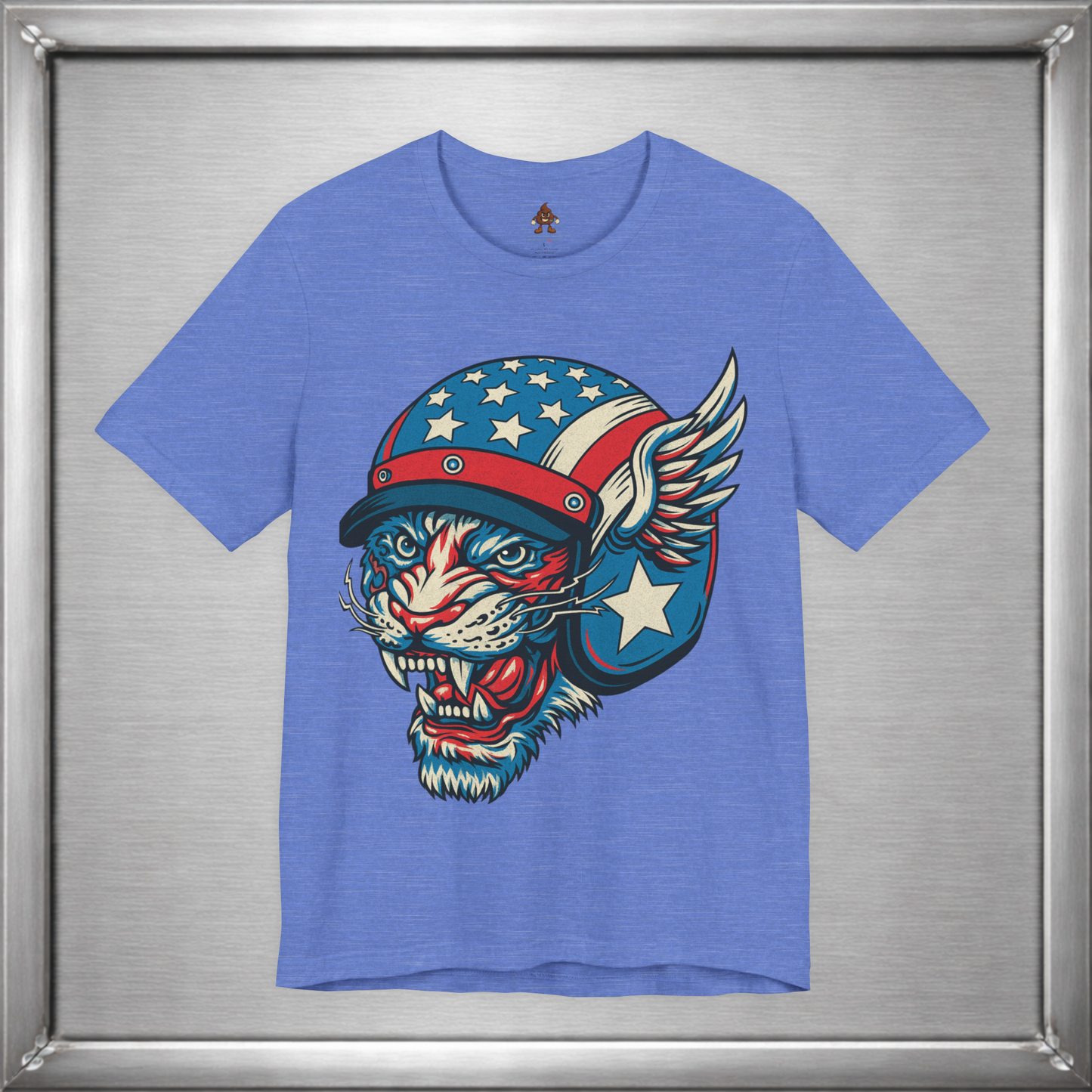American Cat Helmet Tee  -  Patriotic USA Winged Graphic Unisex T-Shirt for Men & Women