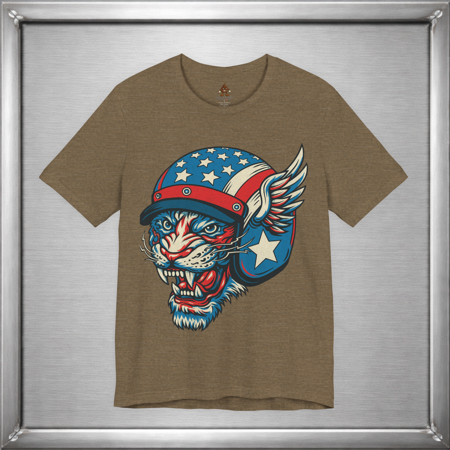 American Cat Helmet Tee  -  Patriotic USA Winged Graphic Unisex T-Shirt for Men & Women