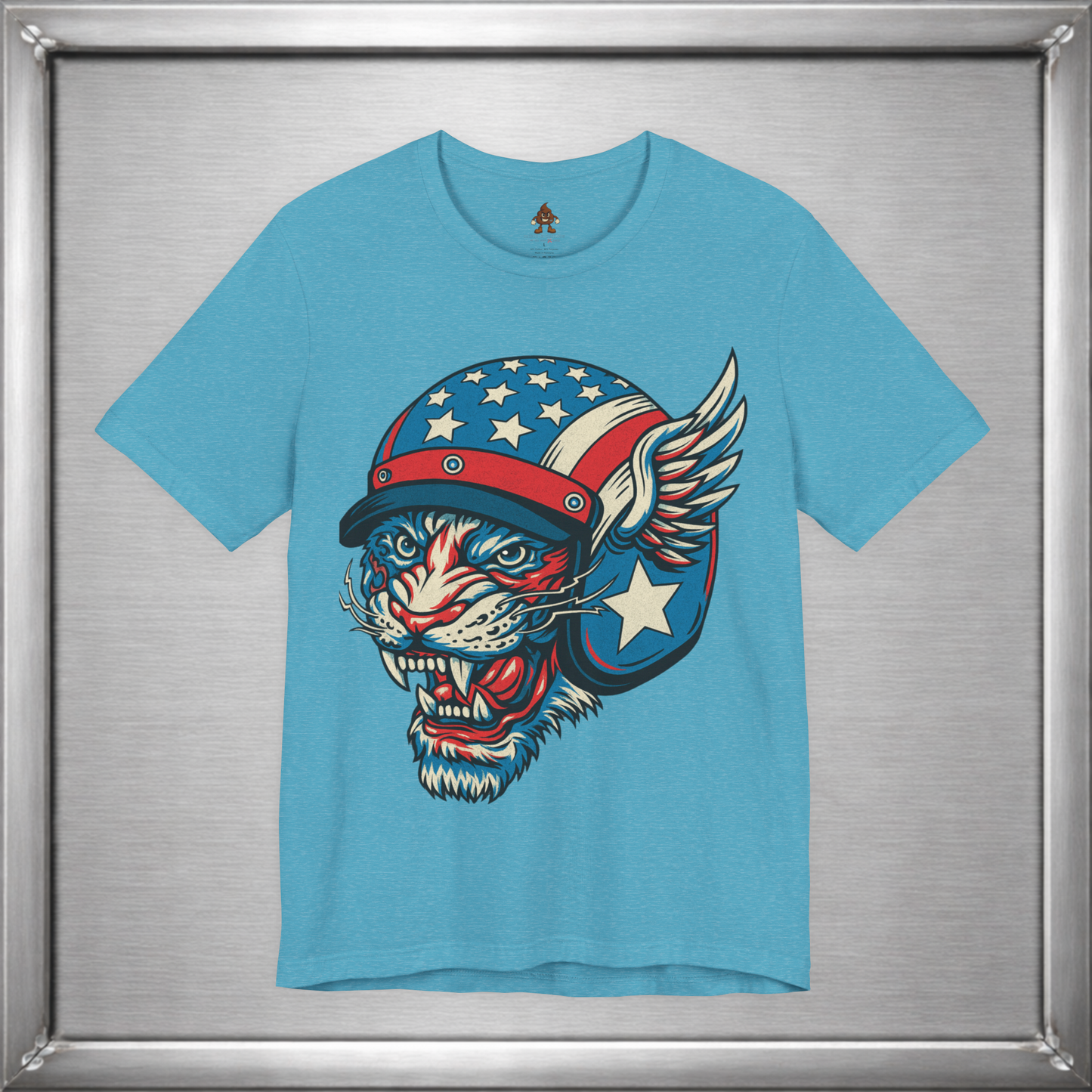 American Cat Helmet Tee  -  Patriotic USA Winged Graphic Unisex T-Shirt for Men & Women