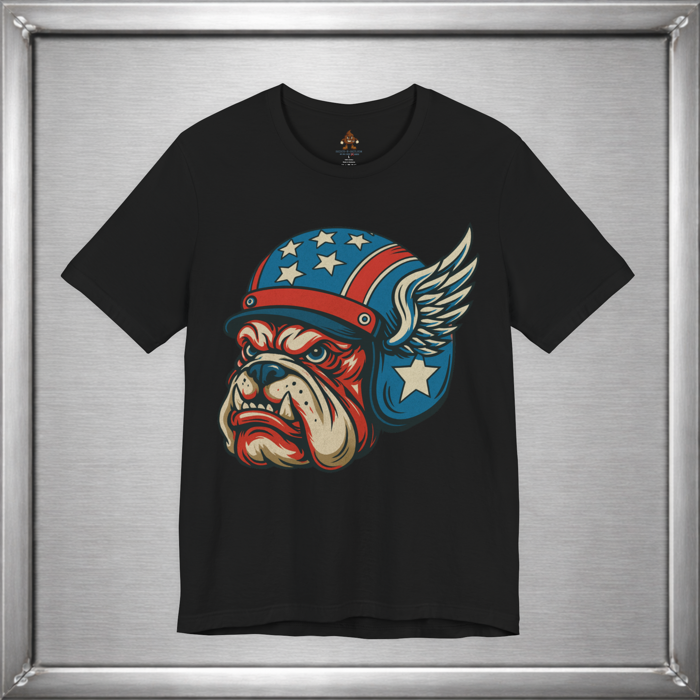 American Dog Helmet Tee  -  Patriotic USA Winged Graphic Unisex T-Shirt for Men & Women
