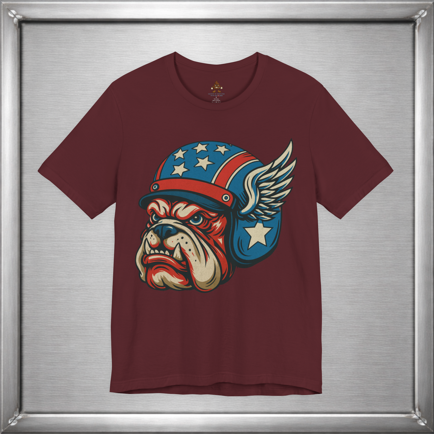 American Dog Helmet Tee  -  Patriotic USA Winged Graphic Unisex T-Shirt for Men & Women