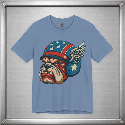 American Dog Helmet Tee  -  Patriotic USA Winged Graphic Unisex T-Shirt for Men & Women