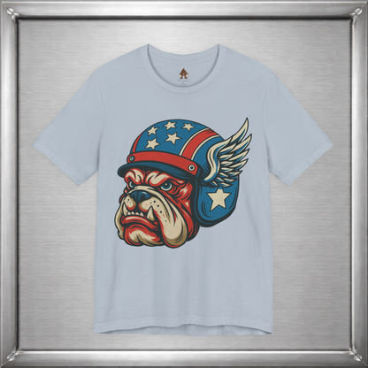 American Dog Helmet Tee  -  Patriotic USA Winged Graphic Unisex T-Shirt for Men & Women