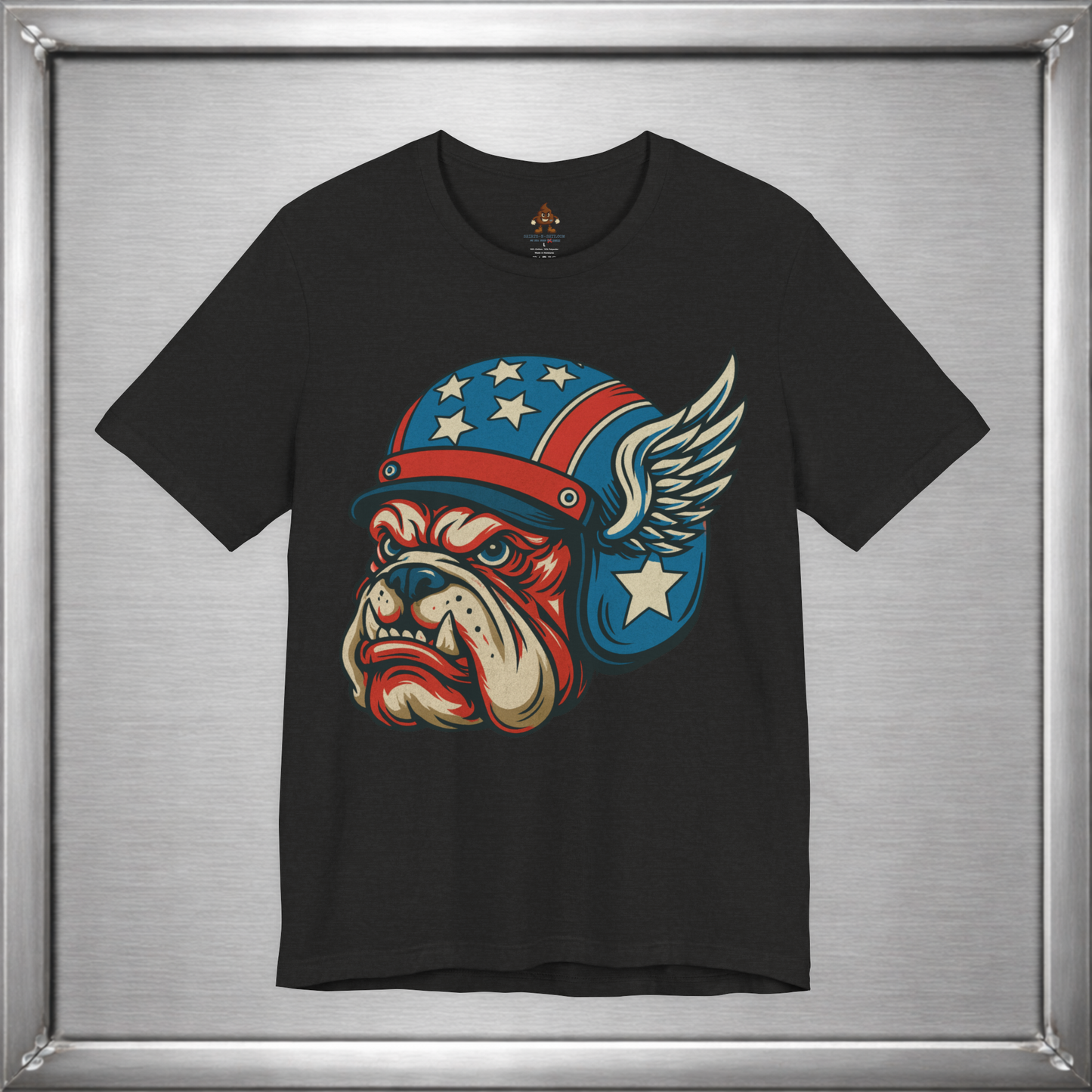 American Dog Helmet Tee  -  Patriotic USA Winged Graphic Unisex T-Shirt for Men & Women
