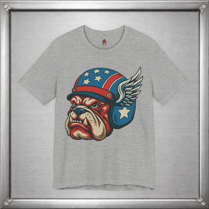 American Dog Helmet Tee  -  Patriotic USA Winged Graphic Unisex T-Shirt for Men & Women