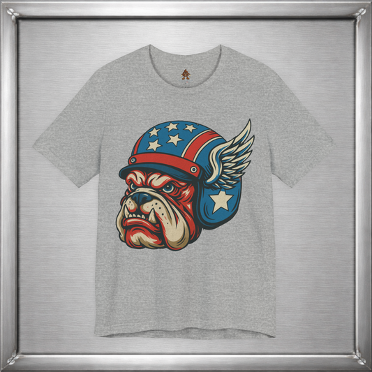 American Dog Helmet Tee  -  Patriotic USA Winged Graphic Unisex T-Shirt for Men & Women