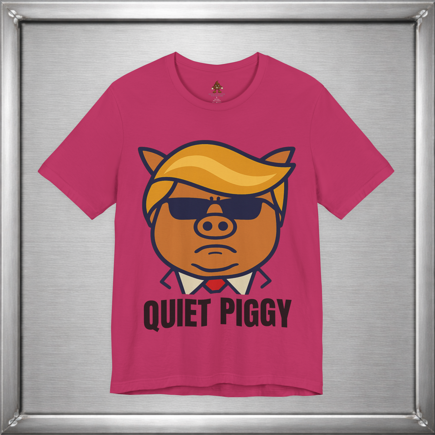 Quiet Piggy - Funny Political Pig Cartoon Shirt (Shusher-in-chief)