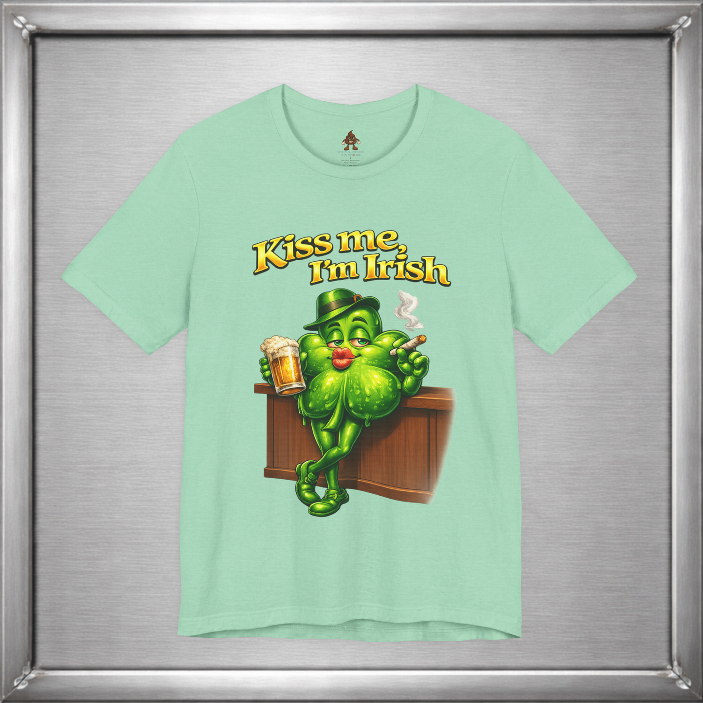 Kiss Me, I’m Irish – Shamrock Bar Humor Graphic T-Shirt