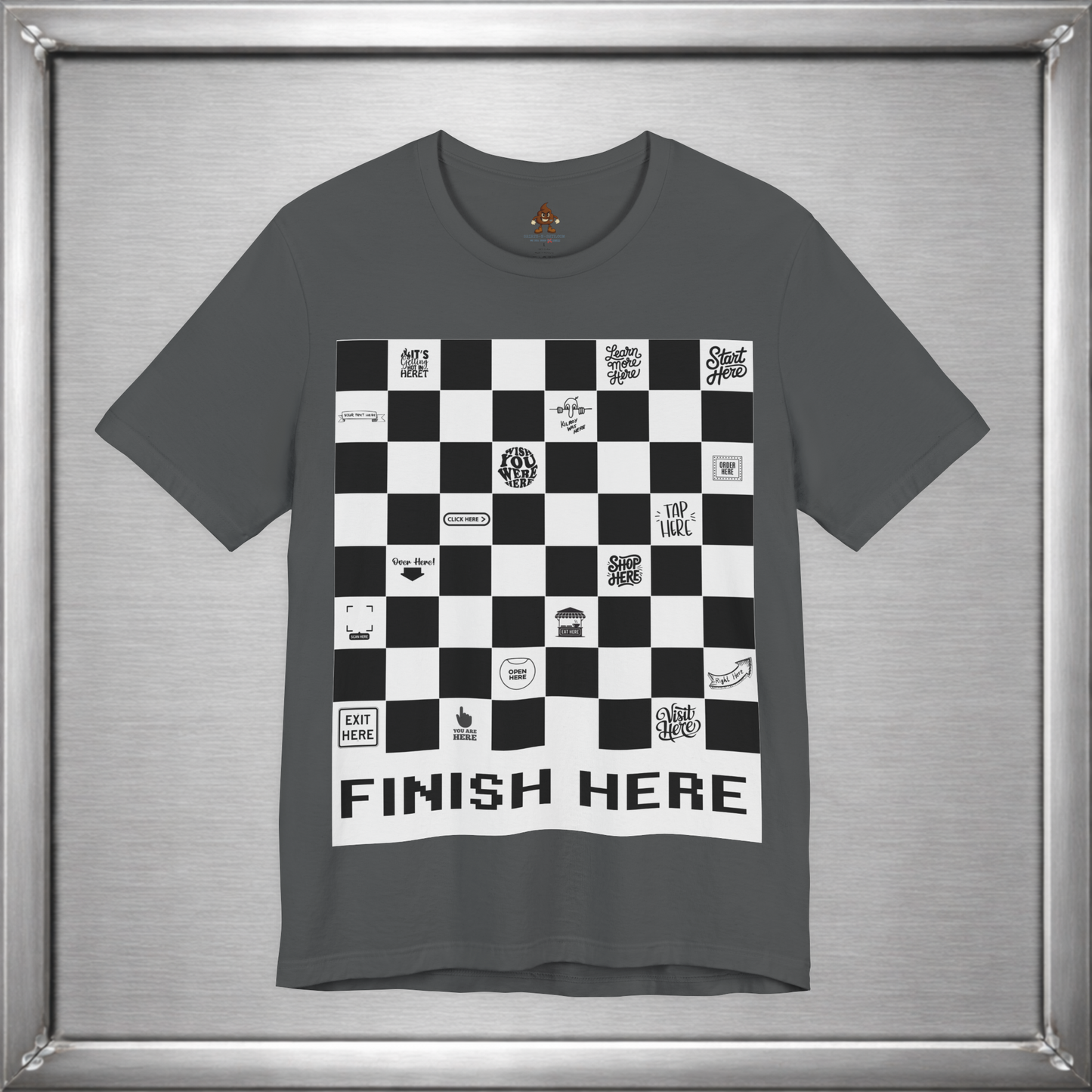 Finish Here Racing Shirt – Directional Humor Graphic Tee