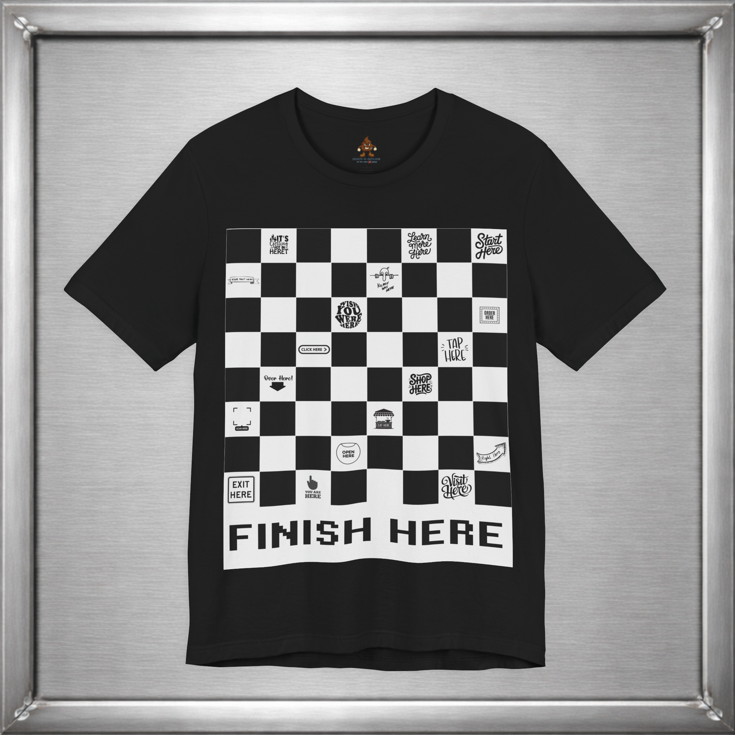 Finish Here Racing Shirt – Directional Humor Graphic Tee