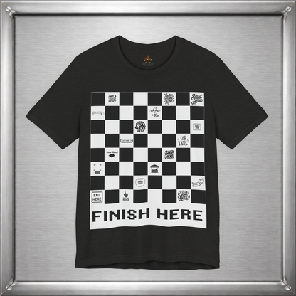 Finish Here Racing Shirt – Directional Humor Graphic Tee