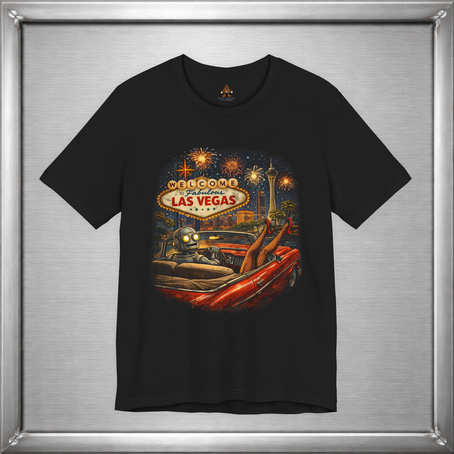 Las Vegas Robot Convertible T-Shirt – Retro Vegas Nightlife Graphic Tee