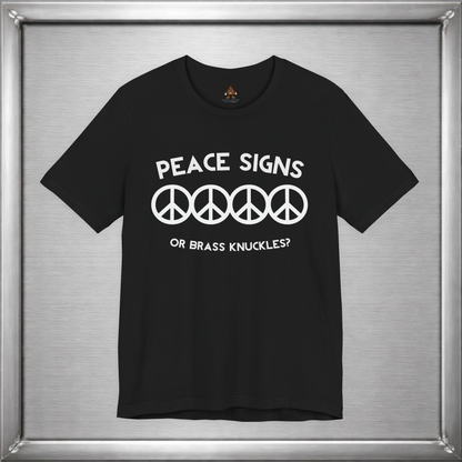 Peace Signs or Brass Knuckles? Funny Graphic T-Shirt