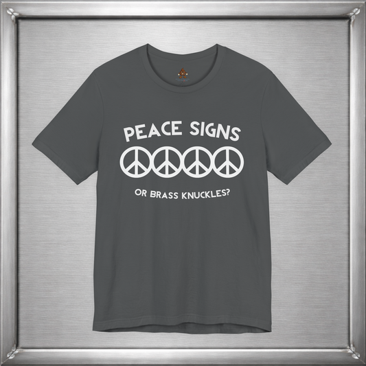 Peace Signs or Brass Knuckles? Funny Graphic T-Shirt