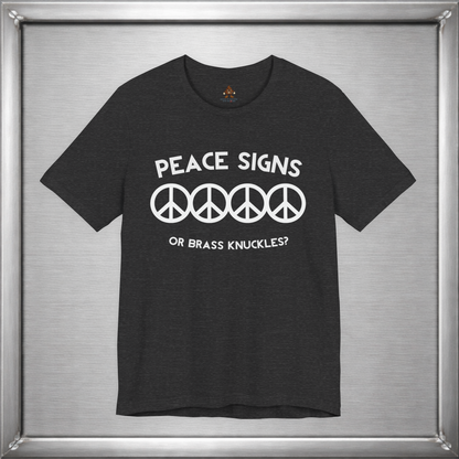 Peace Signs or Brass Knuckles? Funny Graphic T-Shirt