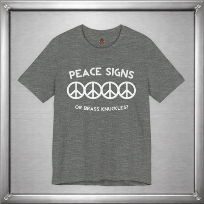 Peace Signs or Brass Knuckles? Funny Graphic T-Shirt