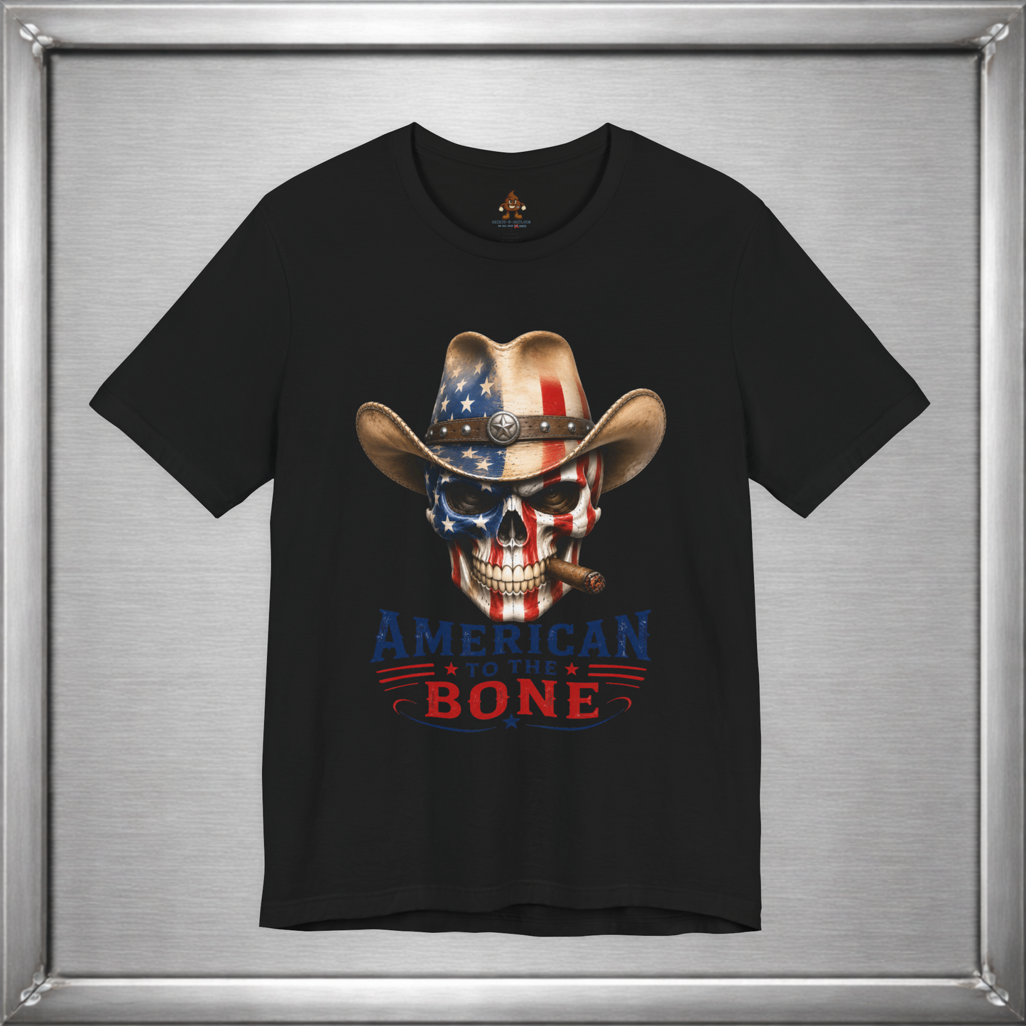 American To The Bone Skull Cowboy Patriotic T-Shirt