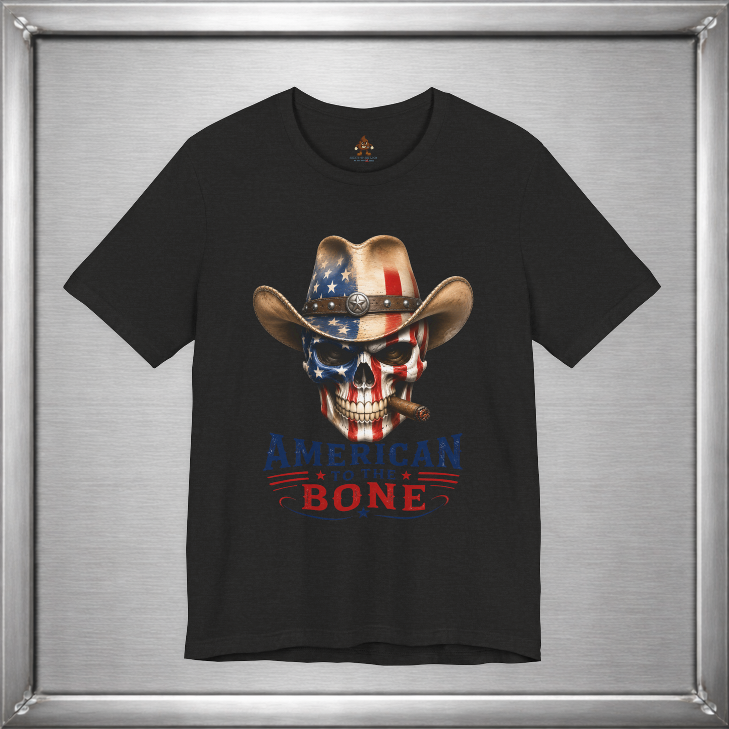 American To The Bone Skull Cowboy Patriotic T-Shirt
