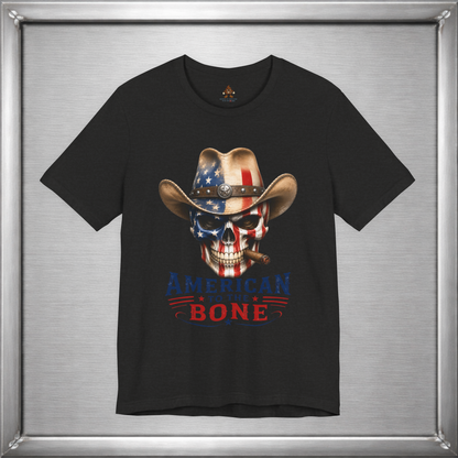 American To The Bone Skull Cowboy Patriotic T-Shirt
