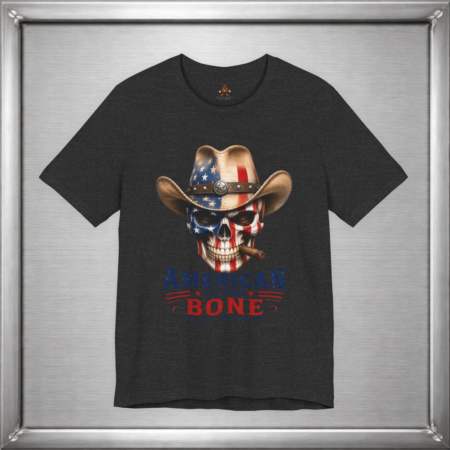 American To The Bone Skull Cowboy Patriotic T-Shirt