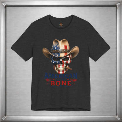 American To The Bone Skull Cowboy Patriotic T-Shirt