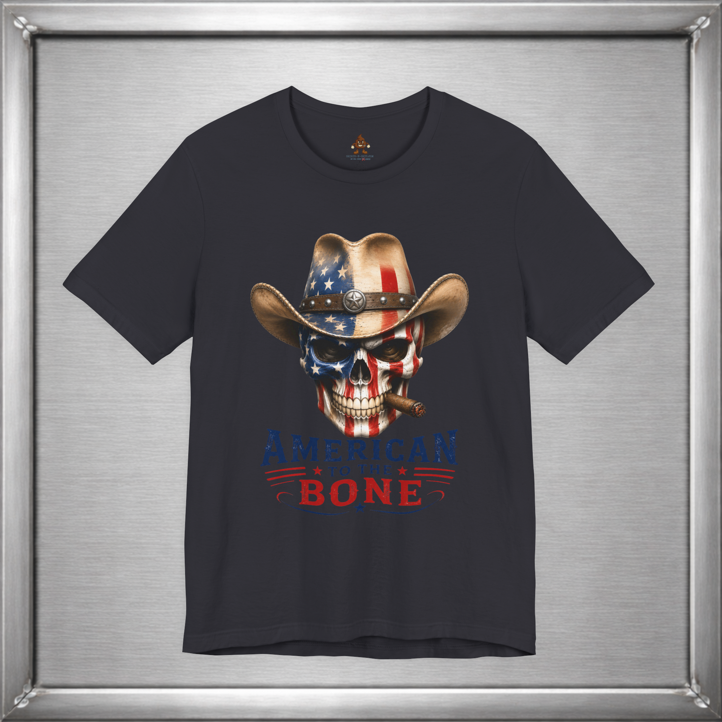 American To The Bone Skull Cowboy Patriotic T-Shirt