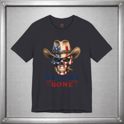 American To The Bone Skull Cowboy Patriotic T-Shirt