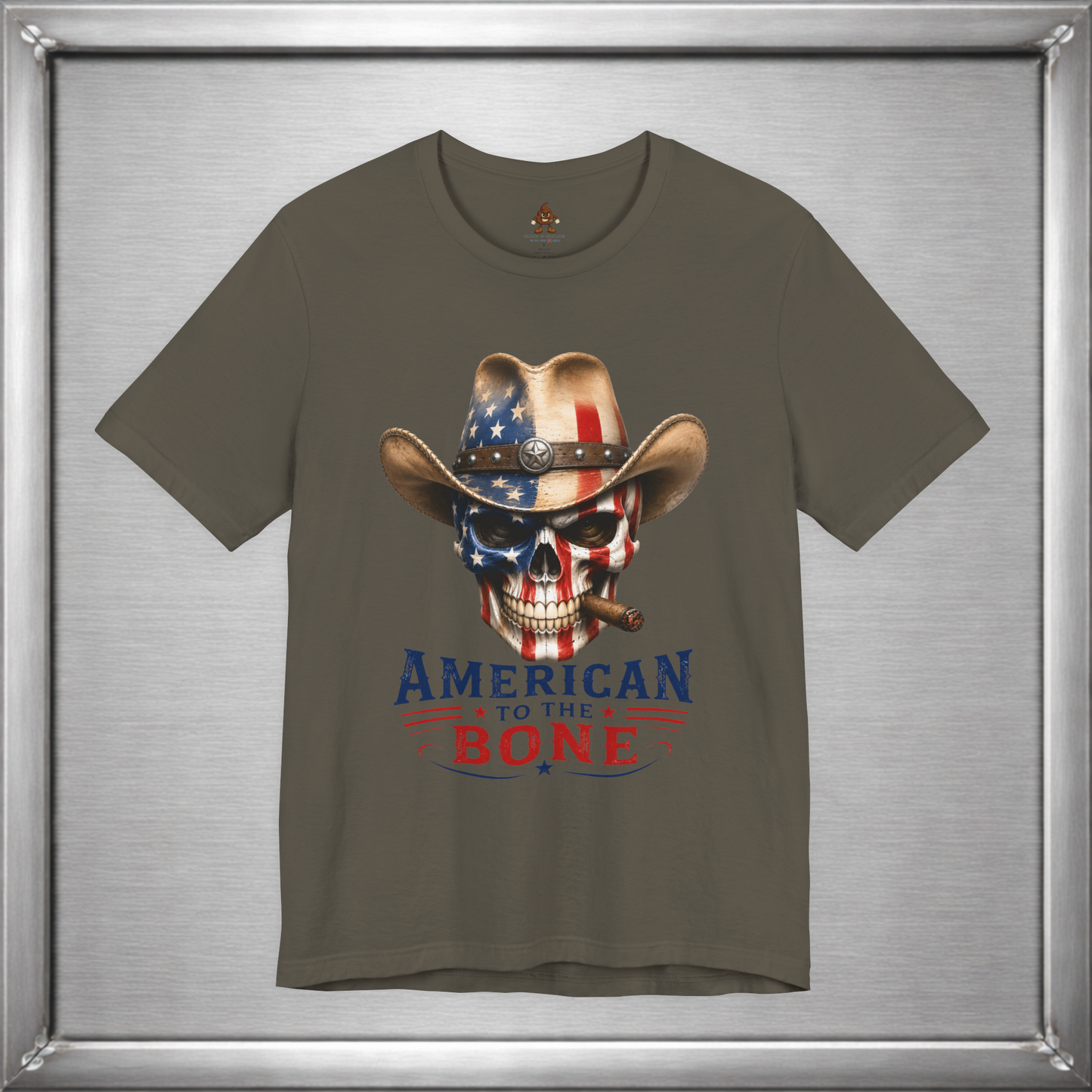 American To The Bone Skull Cowboy Patriotic T-Shirt