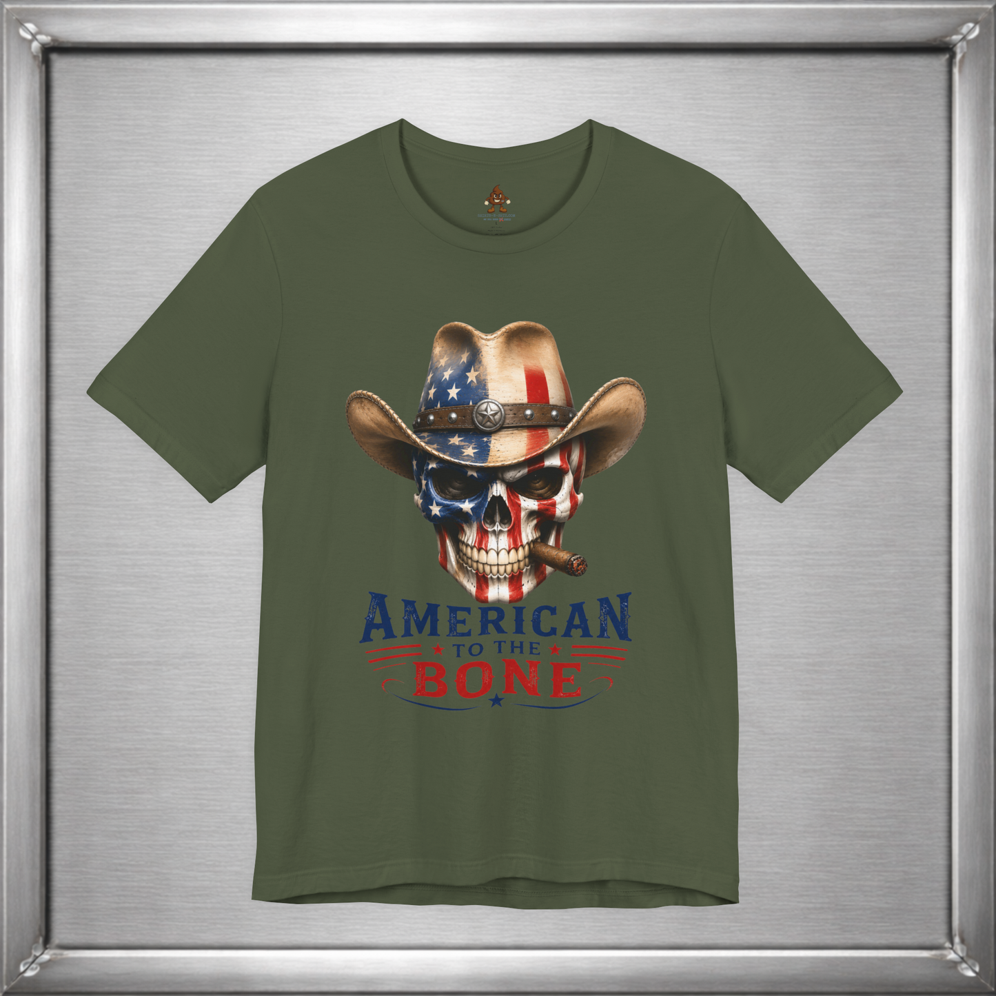 American To The Bone Skull Cowboy Patriotic T-Shirt